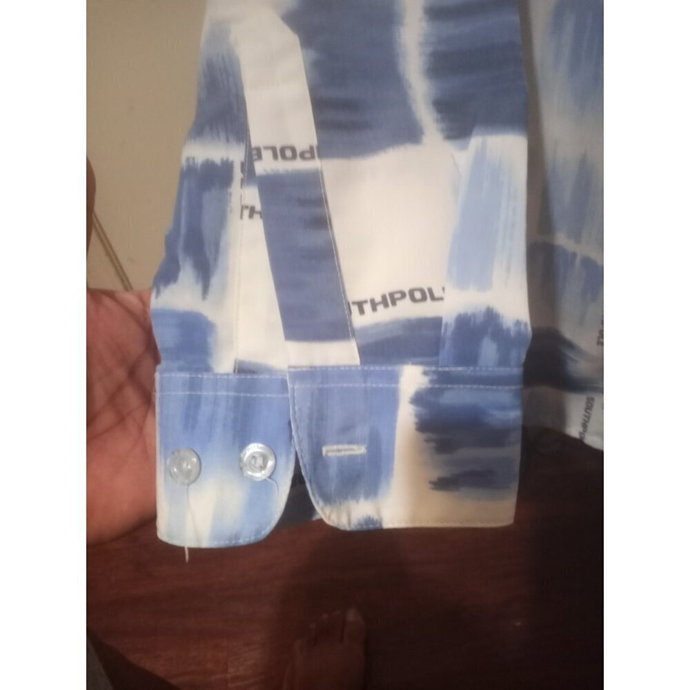 Vintage South Pole Shirt Button Up Polo Men's 2XL Blue All Over Print 90's Y2K - Picture 6 of 13